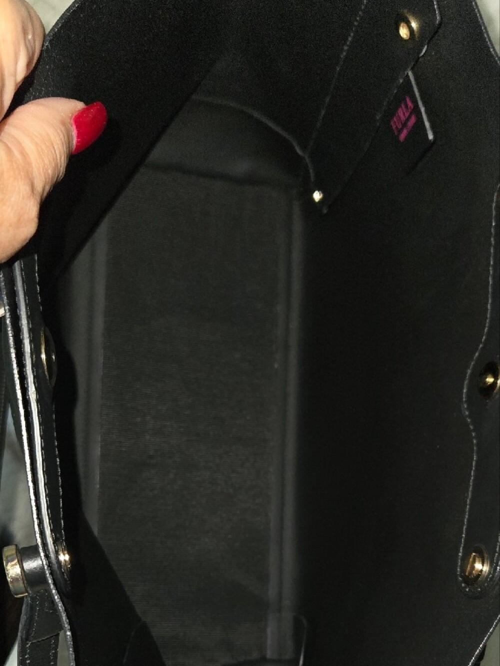 Furla Smooth Black Leather Tote - Picture 8 of 9